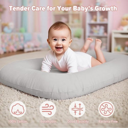 Baby Lounger - Bionic Organic Infant Floor Seat | Soft Cotton & Breathable for 0-24 Months (Grey)