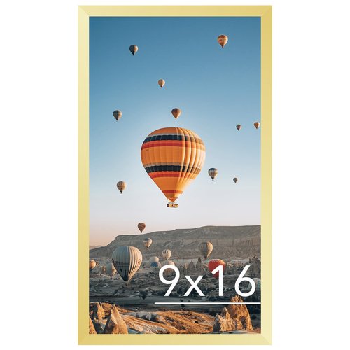 JCJMY 9x16 Picture Frame Gold for Wall Hanging, Wall Mounting Horizontally or Vertically, 9 x 16 Wall Gallery Poster Photo Frame with Shatter Resistant Plexiglass, Gold
