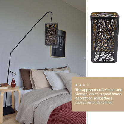 Uonlytech Tree Shadow Lamp Shade - Hollow Out Metal Design for Bedroom & Living Room | Black, 20x11.6cm