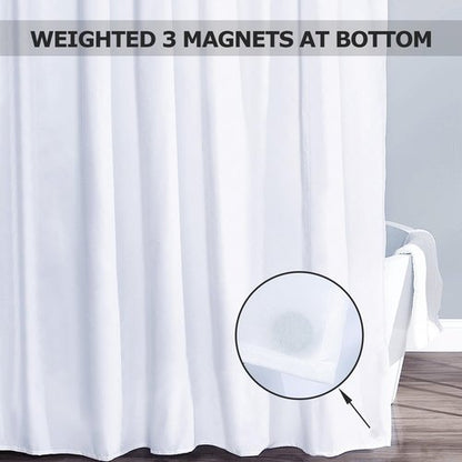 MhhYLL White Fabric Shower Curtain,Hotel Quality Shower Curtain Liner,Heavy Duty Cloth 12 G,Water Repellent Shower Liner,Machine Washable 66 x 72 Inches