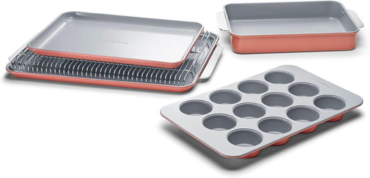 Caraway Nonstick Ceramic Bakeware Set - 5-Piece Assorted Baking Pans & Sheets | Non-Toxic, PTFE & PFOA Free - Perracotta