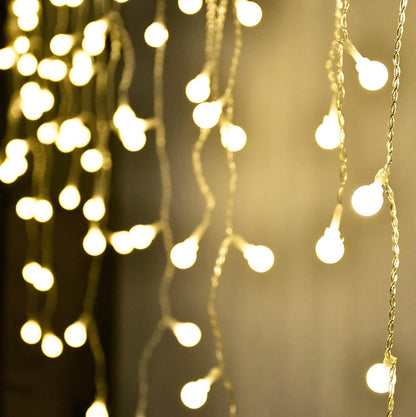 YOLIGHT Fairy Curtain Lights - 13ft 96 LED USB/Battery Powered Globe String Lights for Bedroom & Party Decor | Warm White