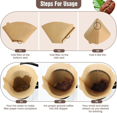 Clinuse Unbleached #4 Cone Coffee Filters - 200 Pcs Natural Paper for 8-12 Cup Drip Coffee Makers