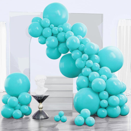 PartyWoo Teal Balloon Arch Kit - 140pcs in 5, 10, 12 Inch Sizes for Baby Showers, Graduations & More