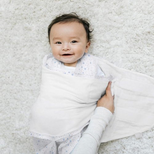 HALO Sleepsack Swaddle - 100% Cotton 3-Way Adjustable Wearable Blanket, TOG 1.5, Midnight Moons Blue, Small (3-6 Months)