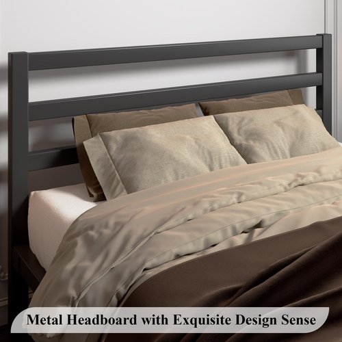 LoVinson Queen Size Bed Frame, Heavy Duty Platform Bed Frame with Strong Metal Foundation,Under Bed Storage,Mattress Foundation,No Box Spring Required,Easy Assembly, Black