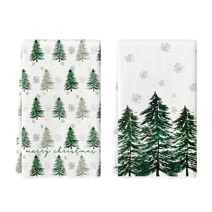 Artoid Mode Green Xmas Tree Kitchen Towels Set of 2 – 18 x 26 Inches (Variation: Green + 18" x 26")