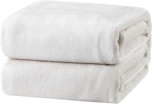 Bedsure GentleSoft Fleece Blanket - Soft, Lightweight Plush Queen Size Blanket in White, 90x90 Inches