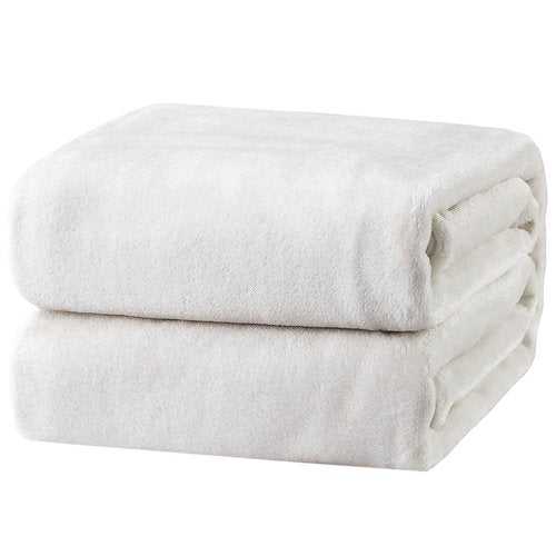 Bedsure GentleSoft Fleece Blanket Twin Size White - 300GSM Lightweight Plush Fuzzy Cozy Soft Warm Blanket for Bed, Sofa, Couch, Travel, Camping, 60x80 inches