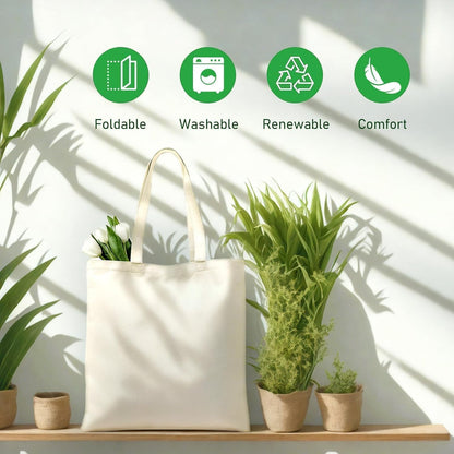 MOLOVA Premium Canvas Reusable Tote Bags - Eco-Friendly Gift Bags for Work & Shopping | 1-200 Pack Available