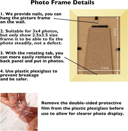 JCJMY Gold 3x4 Picture Frame - Versatile Wall Hanging or Tabletop Display with Shatter-Resistant Plexiglass