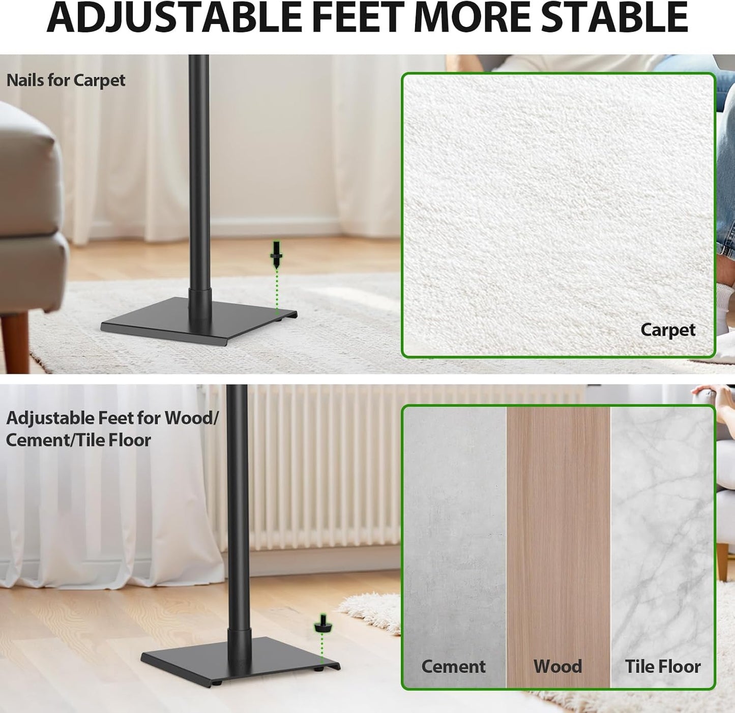 USX MOUNT Universal Speaker Stands - Height Adjustable 30" to 39" for Satellite & Bookshelf Speakers, 1 Pair