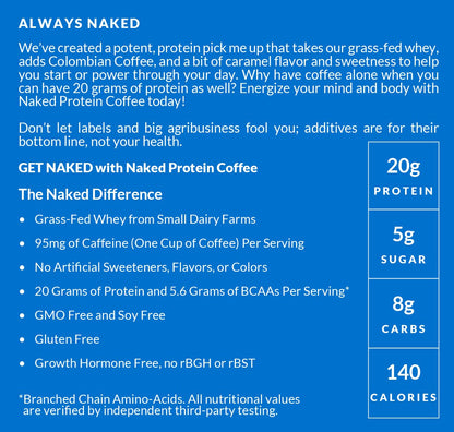 NAKED Caramel Latte Protein Coffee - Delicious Keto-Friendly Iced Protein Shake, 17 Servings