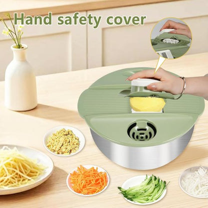 KITHELP Stainless Steel Salad Spinner - Large 5.3Qt Bowl with Strainer & 5 Blades for Easy Salad Prep