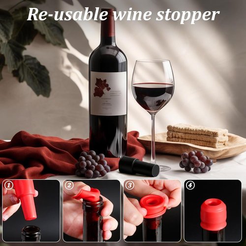 9-Pack Silicone Wine Stoppers to Keep Sparkling Wine Fresh, Beer & Champagne Stoppers (Random Colors)