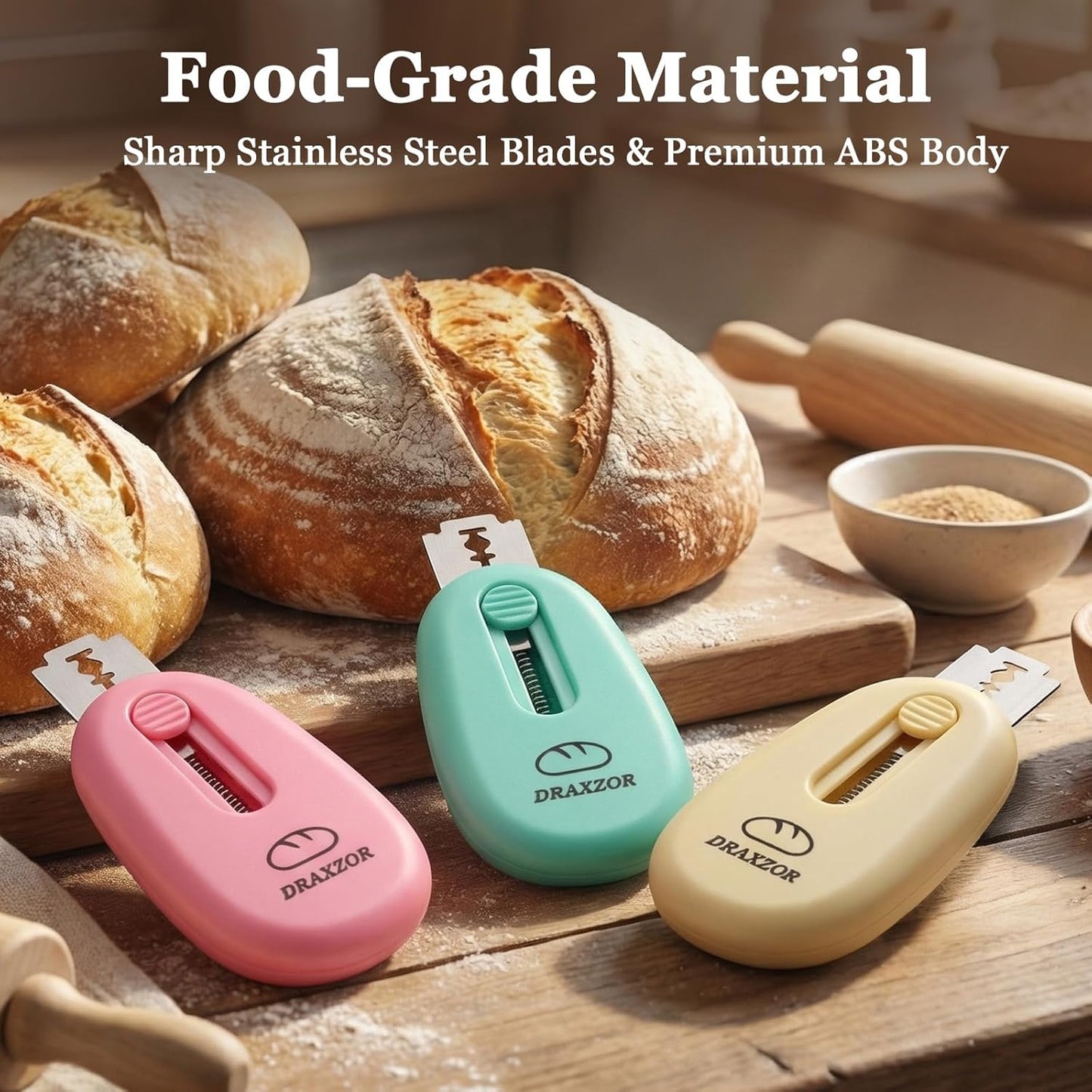 Skiennix 3-Pack Bread Lame - Professional Sourdough Scoring Tool Set with Ergonomic Handle & 10 Blades