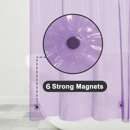 Barossa Design Clear Lavender Shower Curtain Liner - PEVA Heavy Duty Shower Liner with 6 Magnets and Metal Grommets, 72" x 72" Waterproof Curtains for Bathroom - Clear Lavender