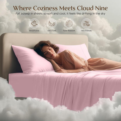 Utopia Bedding California King Sheet Set - Soft, Breathable Microfiber | 4-Piece in Crystal Pink