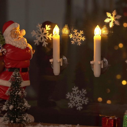 Homemory 12PCS LED Window Candles - 2X Brighter Flameless Taper Candles with Timer & Suction Cups for Christmas Decor