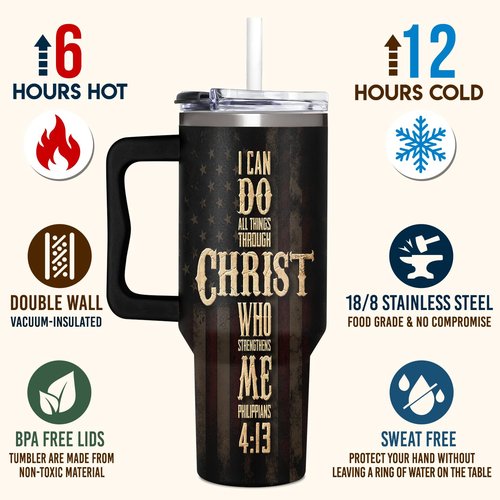 Christian Gifts for Men - God Gifts, Religious Gifts for Men - Fathers Day Gift Ideas for Dad - Birthday Gifts, Christmas Gifts for Him, Men, Boyfriend, Husband - Christian 40 oz Tumbler with Handle