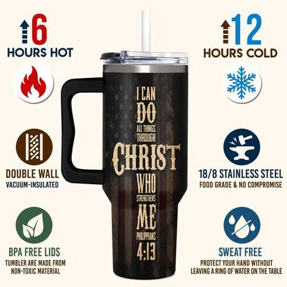 Christian Gifts for Men - God Gifts, Religious Gifts for Men - Fathers Day Gift Ideas for Dad - Birthday Gifts, Christmas Gifts for Him, Men, Boyfriend, Husband - Christian 40 oz Tumbler with Handle