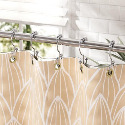Amazer Shower Curtain Hooks Rings, Rust-Resistant Stainless Steel Double Shower Curtain Hooks, Shower Hooks for Shower Curtain and Liner Bathroom, Set of 12, Chrome