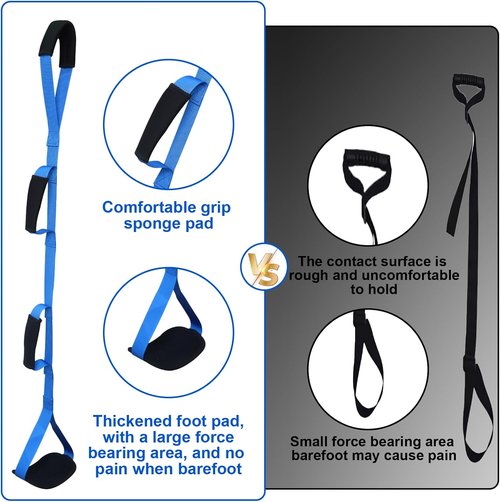 39 Inch Long Leg Lifter with Padded Hand Grips and Feet Loop, Rigid Leg Lifter Strap After Hip Replacement Leg Lifters Getting Legs in and Out of Bed,Car,Wheelchair 1PCS