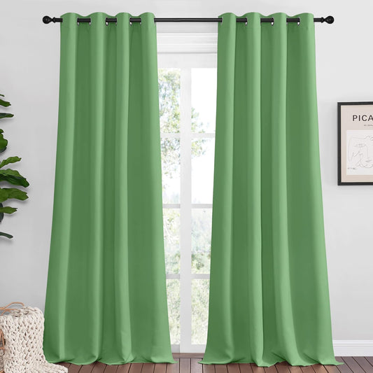 NICETOWN Blackout Curtains - Forest Green Thermal Insulated Drapes | 120" Length, 55" Wide, 2 Panels