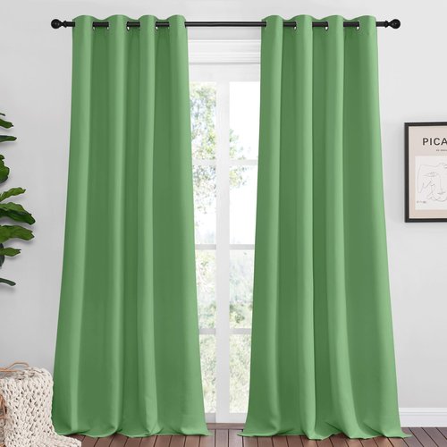 NICETOWN Froest Green Blackout Curtains 120 inches Length for Living Room, 2 Panels, 55" Wide, Thermal Insulated Long Drapes for Large Window