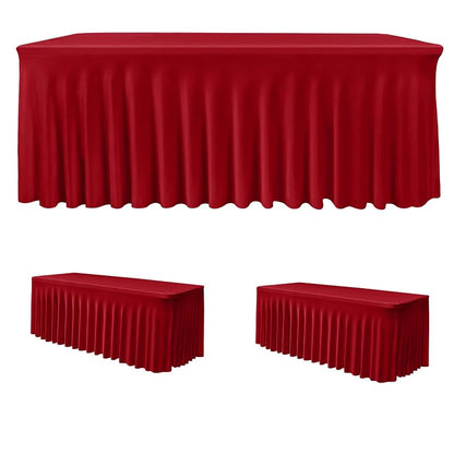 2 Pack Red 8 Ft Spandex Table Covers for Christmas Parties