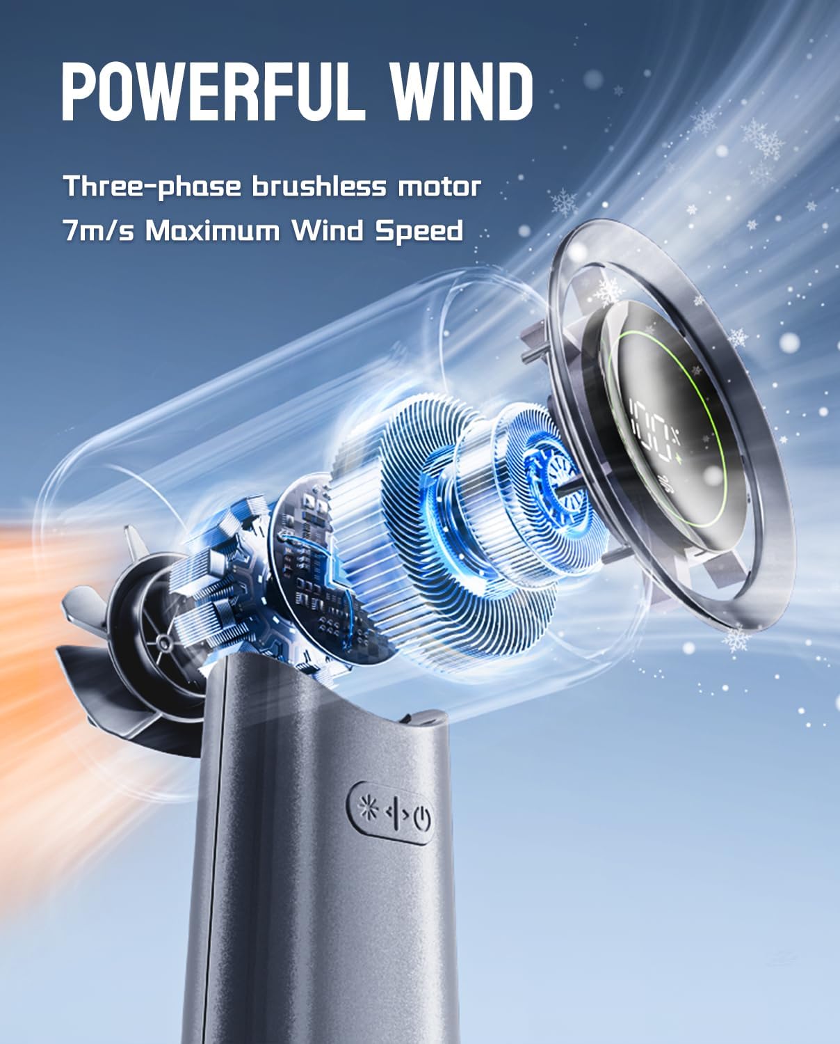 MUXNW Mini Turbo Jet Fan - Portable Handheld USB Rechargeable Fan for Travel & Beach (Gray)