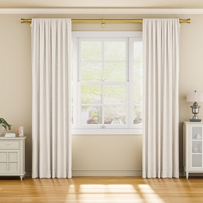 YaFex Curtain Rods - Heavy Duty 1 Inch Adjustable Window Treatment Rods | 32-118 Inch, Gold Finish