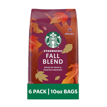 Starbucks Ground Coffee - Medium Roast Fall Blend | 100% Arabica, Limited Edition, 6 Bags (10 Oz Each)