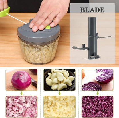 Cambom Manual Food Chopper - BPA-Free Vegetable Cutter for Onions, Fruits & Nuts | 650ml Gray