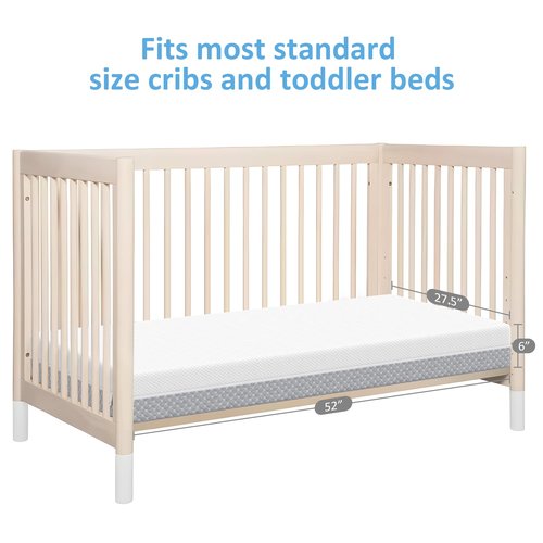 Dourxi Crib Mattress, Dual Sided Comfort Memory Foam Toddler Bed Mattress, Triple-Layer Breathable Premium Baby Mattress for Infant and Toddler w/Removable Outer Cover - White&Grey