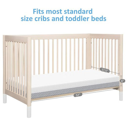 Dourxi Crib Mattress, Dual Sided Comfort Memory Foam Toddler Bed Mattress, Triple-Layer Breathable Premium Baby Mattress for Infant and Toddler w/Removable Outer Cover - White&Grey