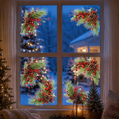 Christmas Window Clings - Ornament 3, Static Reusable Décor for Glass Doors & Windows