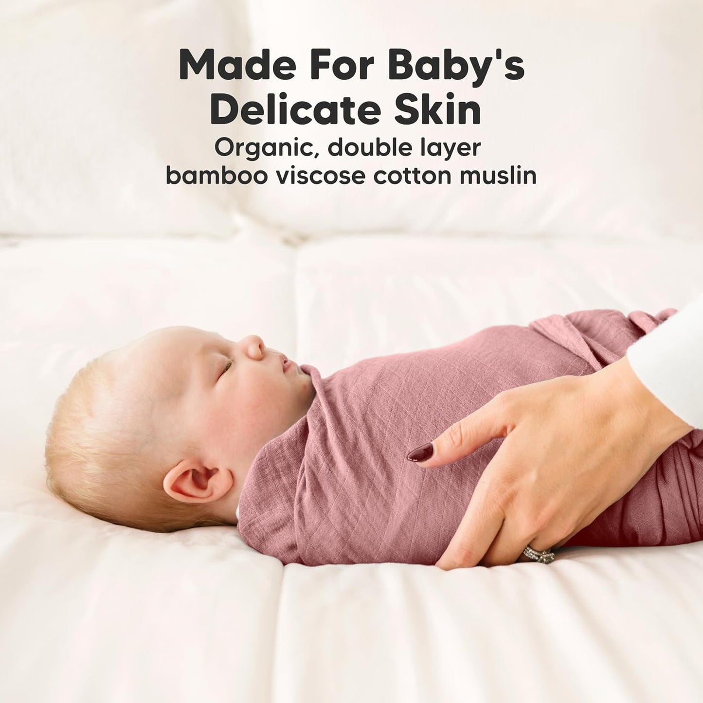 Skiennix 4-Pack Organic Muslin Swaddle Blankets - Soft & Breathable Newborn Essentials in Coral