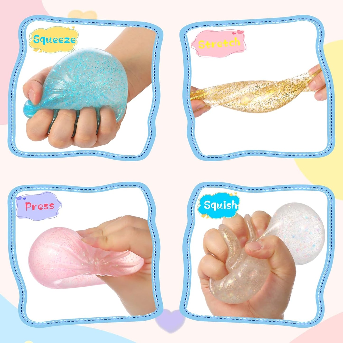 Skiennix Glitter Dumpling Squishy | Viral Bao Bun Stress Relief Fidget Toy - Clear Mystery Box