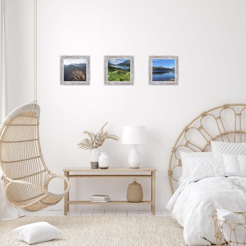 JCJMY 4x4 Picture Frame Rustic White for Wall Hanging or Tabletop, Wall Mounting Horizontally or Vertically, 4 x 4 Wall Gallery Poster Photo Frame with Shatter Resistant Plexiglass, Rustic White