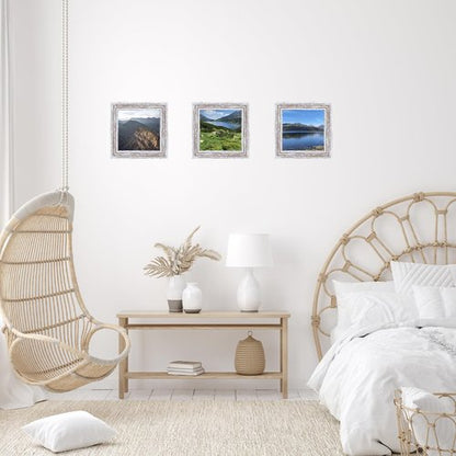 JCJMY 4x4 Picture Frame Rustic White for Wall Hanging or Tabletop, Wall Mounting Horizontally or Vertically, 4 x 4 Wall Gallery Poster Photo Frame with Shatter Resistant Plexiglass, Rustic White