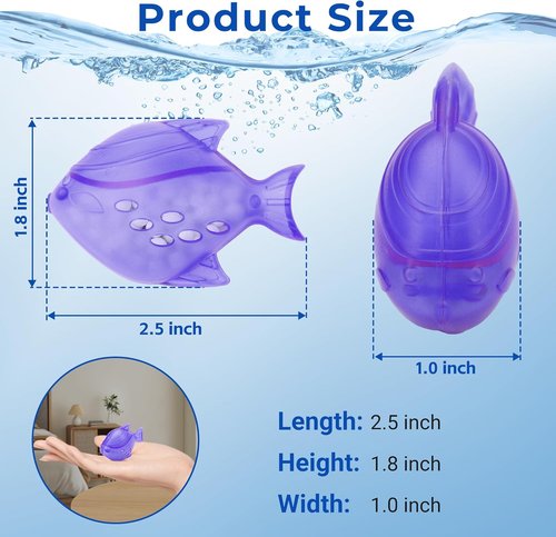 Funmit Humidifier Cleaning Fish, 12 Pack Humidifier Cleaner for Humidifiers and Fish Tanks, Purifies Water, Prevents Hard Water Build-Up, Reduces Scale, Purple