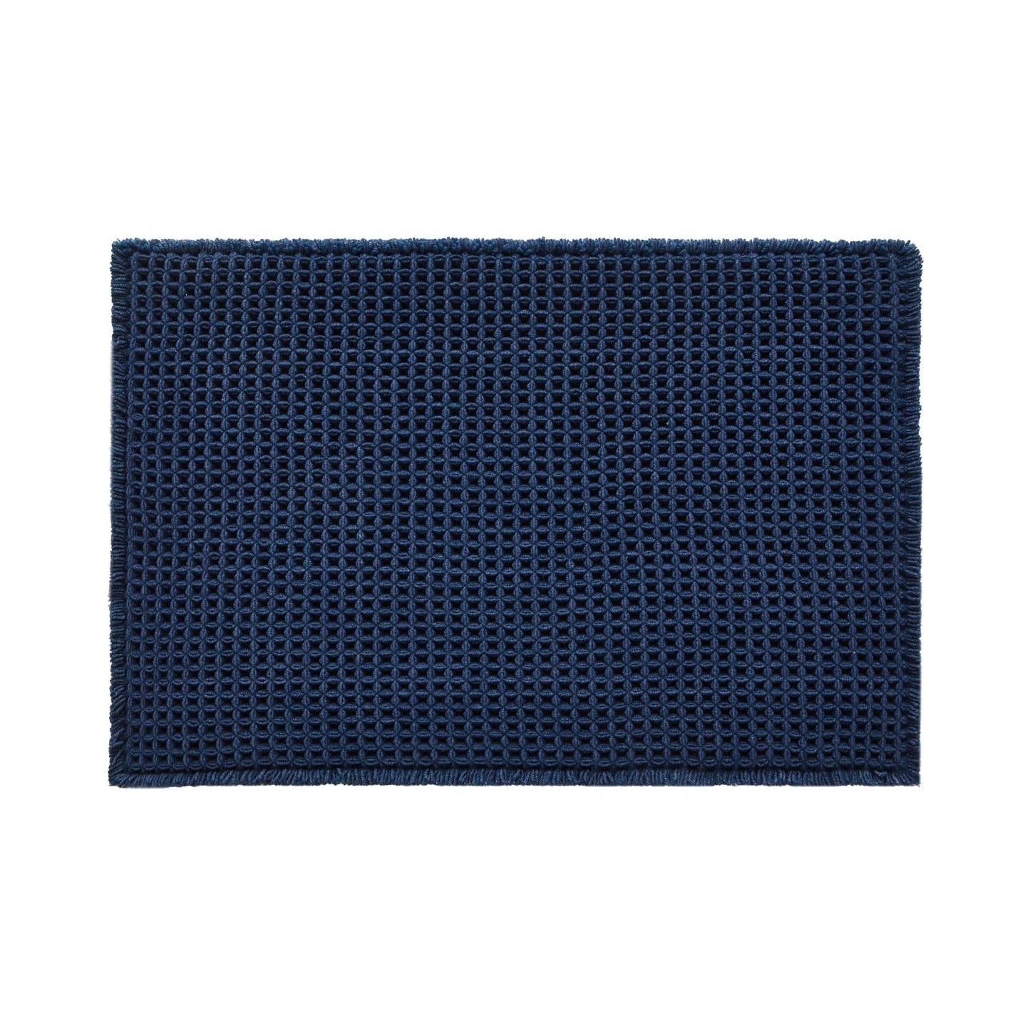 TYUU Waffle Bath Mat, Boho Bathroom Rugs Non Slip Washable Super Absorbent Quick Dry Bath Mat Farmhouse Bathroom Decor, 24"x16" Navy Blue