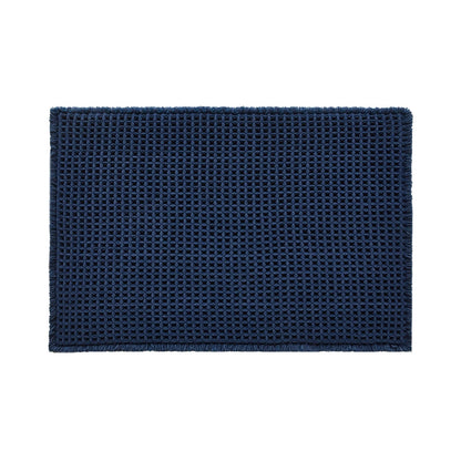 TYUU Waffle Bath Mat, Boho Bathroom Rugs Non Slip Washable Super Absorbent Quick Dry Bath Mat Farmhouse Bathroom Decor, 24"x16" Navy Blue