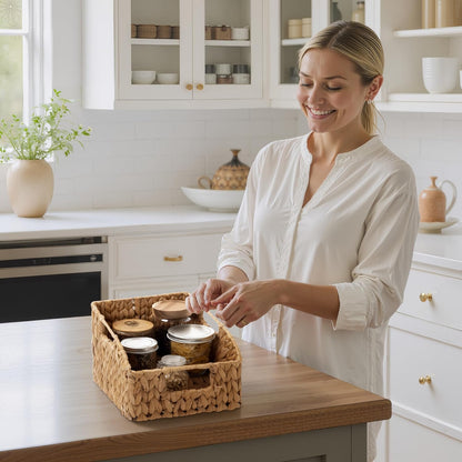 StorageWorks Wicker Storage Baskets - Handwoven Organizing Baskets with Built-in Handles | 2 Pack