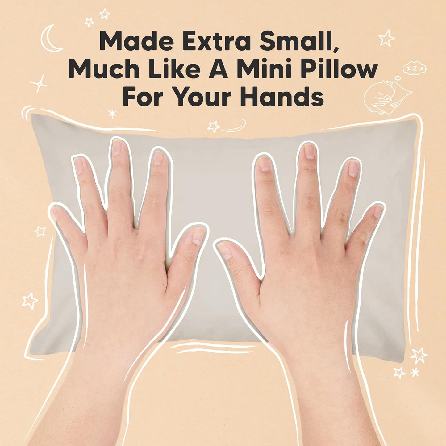 My Little Dreamy Mini Toddler Pillow - Soft & Breathable Organic Cotton | 9x13 for Kids 2-4 Years (French Gray)