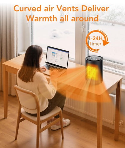 ZAFRO Space Heater for Indoor Use, Portable Electric Heaters with Digital Display and Remote, 2025 Upgraded, 24H Timer, 5 Mode, Thermostat, 1500W PTC Ceramic Fast Heat Safety for Home Office Bedroom