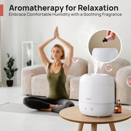Clarston 2L Cool Mist Humidifier - 360° Adjustable Nozzle, Ultra-Low Noise, BPA-Free, Ideal for Bedrooms