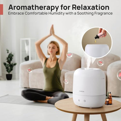 Clarston 2L Cool Mist Humidifier - 360° Adjustable Nozzle, Ultra-Low Noise, BPA-Free, Ideal for Bedrooms