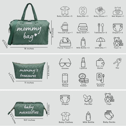 PeraBella Mommy Hospital Bag - Stylish Maternity Diaper Bag for Labor & Delivery | Green